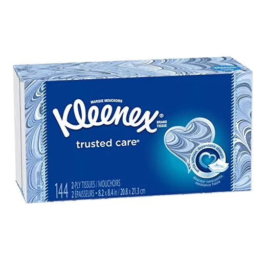 1 Flat Box Of Kleenex Trusted Care Facial Tissues