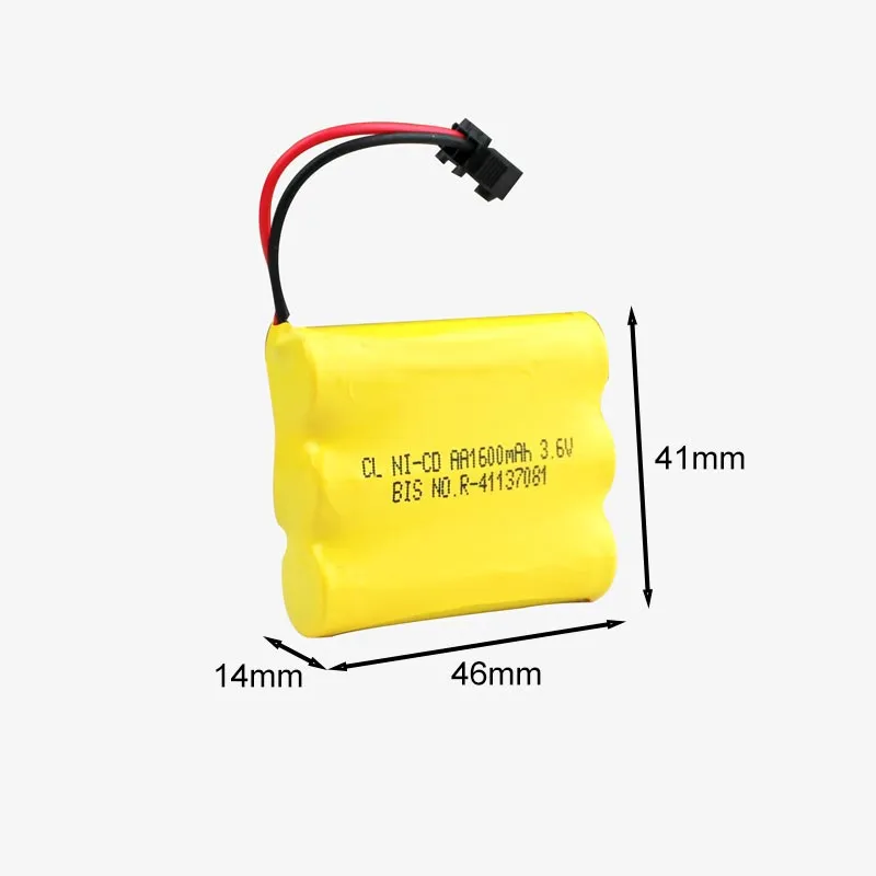 1600mAh 3.6v Ni-Cd AA Cell Battery Pack with SM Connector for Cordless Phone, Toys, Car, DIY Project Battery