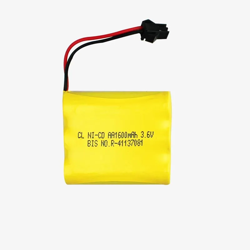 1600mAh 3.6v Ni-Cd AA Cell Battery Pack with SM Connector for Cordless Phone, Toys, Car, DIY Project Battery