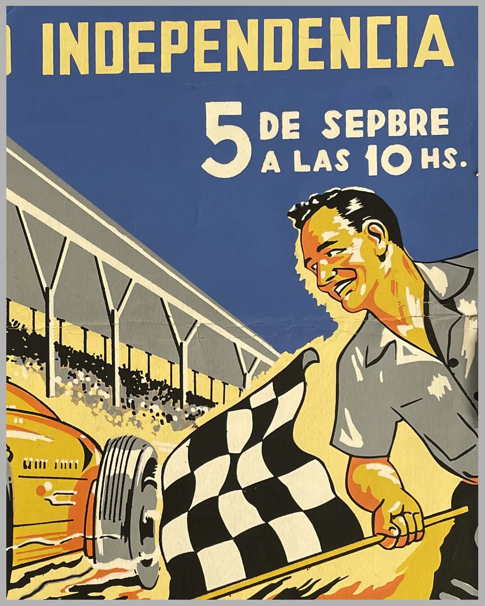 1950's Carreras de Automoviles Premio Independencia original silk screened poster