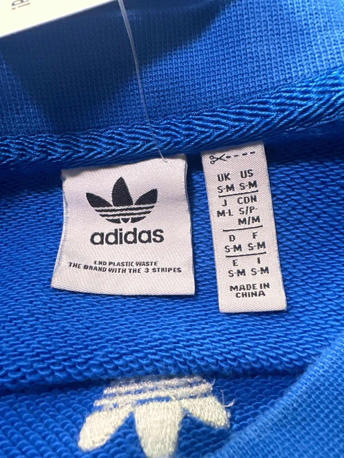 Adidas Blue Cropped Sweatshirt UK S-M