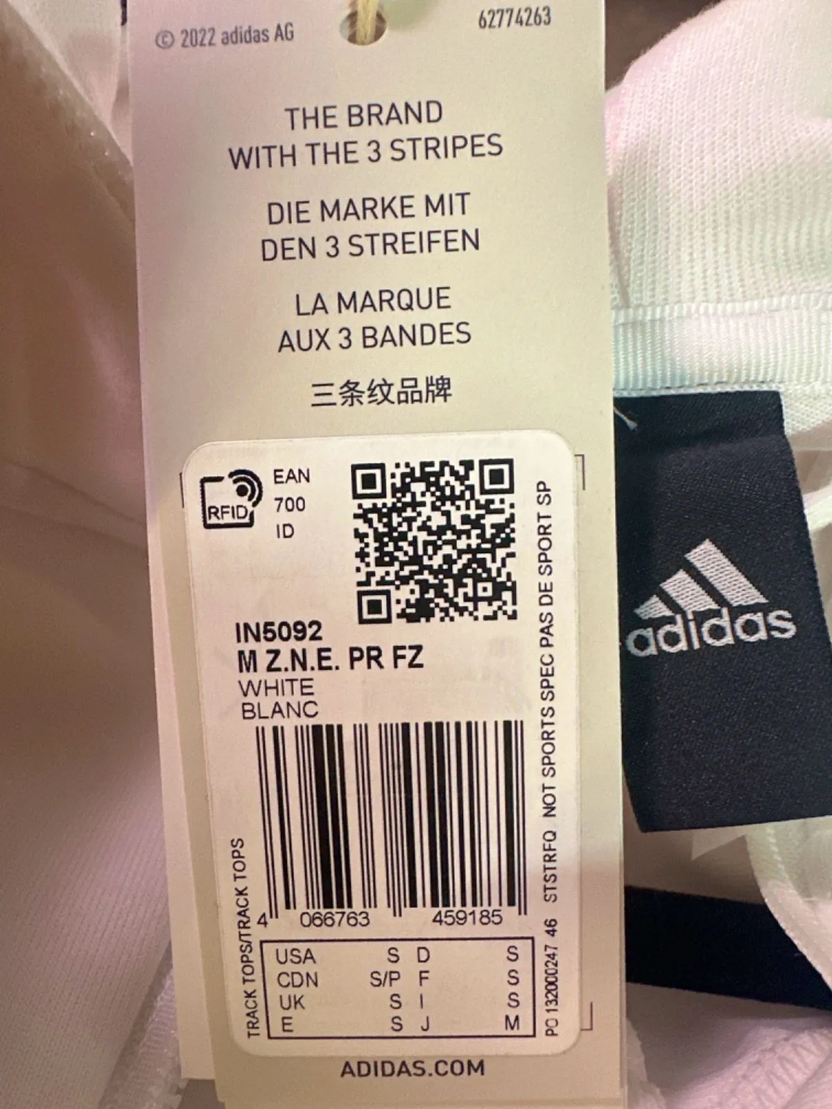 Adidas White M Z.N.E. Primeknit FZ Hoodie UK S