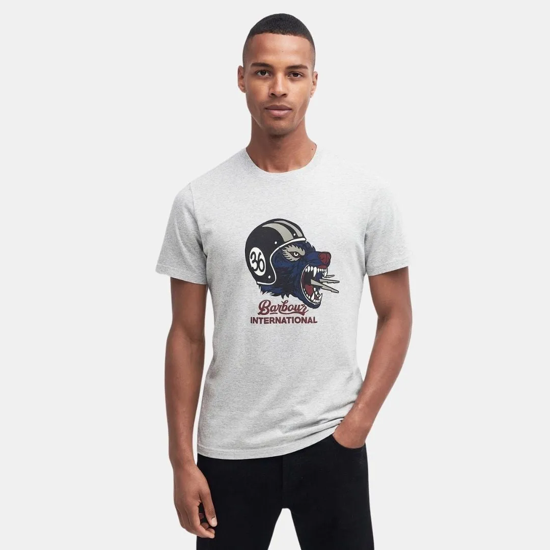 Barbour International Socket Graphic T-Shirt Grey Marl