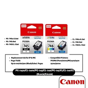 Canon PG-745S/ PG-745/ PG-745XL/ CL-746s/ CL-746/ CL-746XL Ink Cartridge (Black/Color)