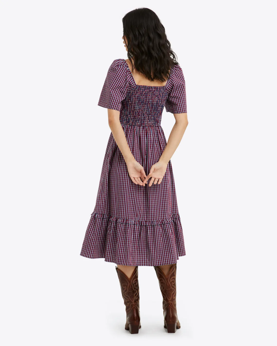 Deana Smocked Dress in Picnic Plaid