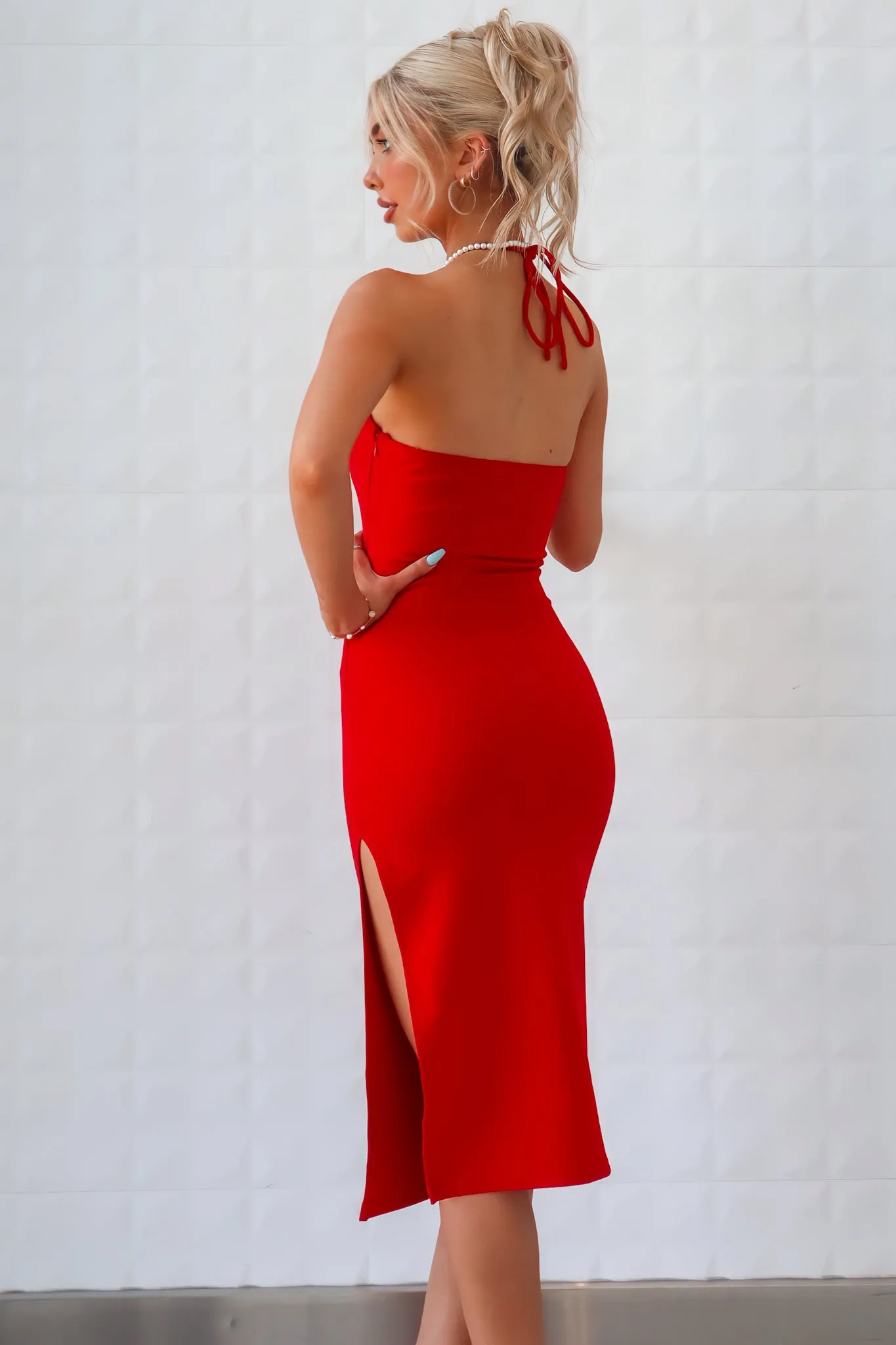 Ezra Midi Dress - Red