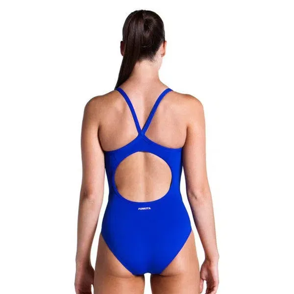 Funkita One Piece Diamond Back On Dames Still Blue Solid Badpak