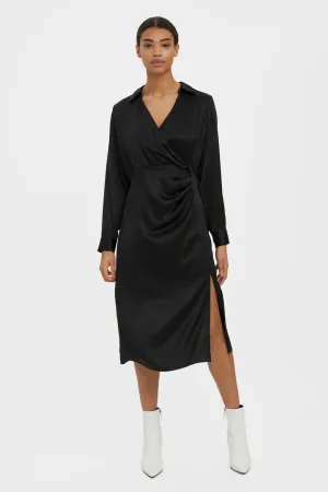 Kleo Calf Shirt Dress - Black