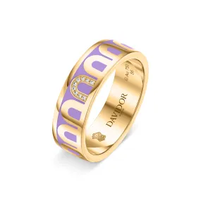 L’Arc de DAVIDOR Ring MM, 18k Yellow Gold with Lavande Lacquered Ceramic and Porta Simple Diamonds