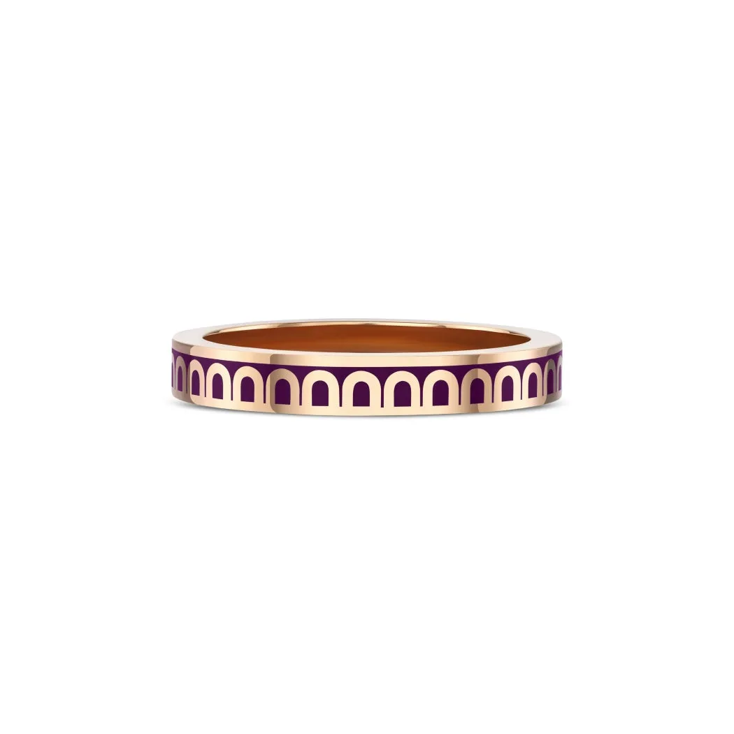 L'Arc de DAVIDOR Ring PM, 18k Rose Gold with Aubergine Lacquered Ceramic