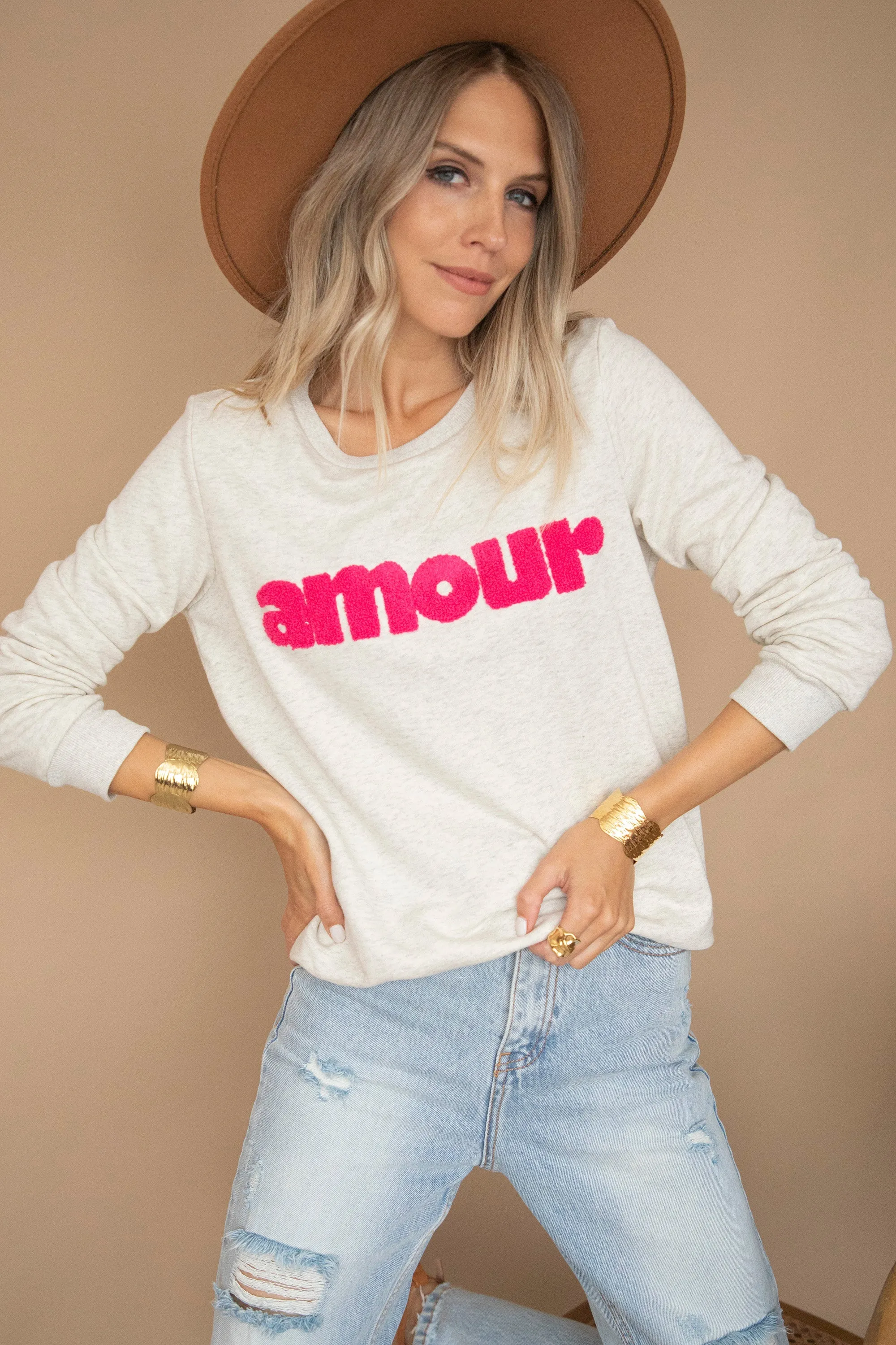 Mon Amour Cream/Fuchsia - Sweater