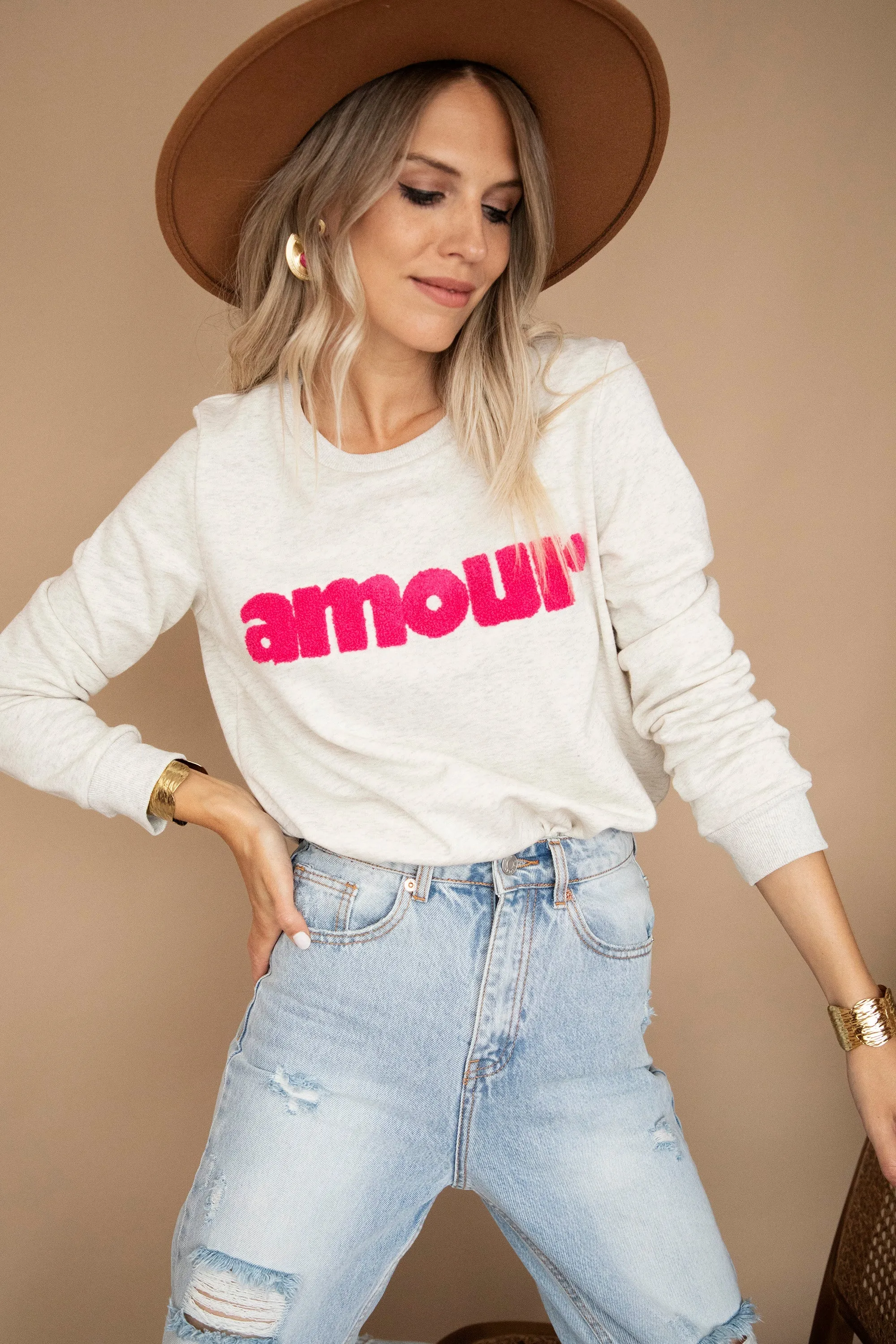 Mon Amour Cream/Fuchsia - Sweater