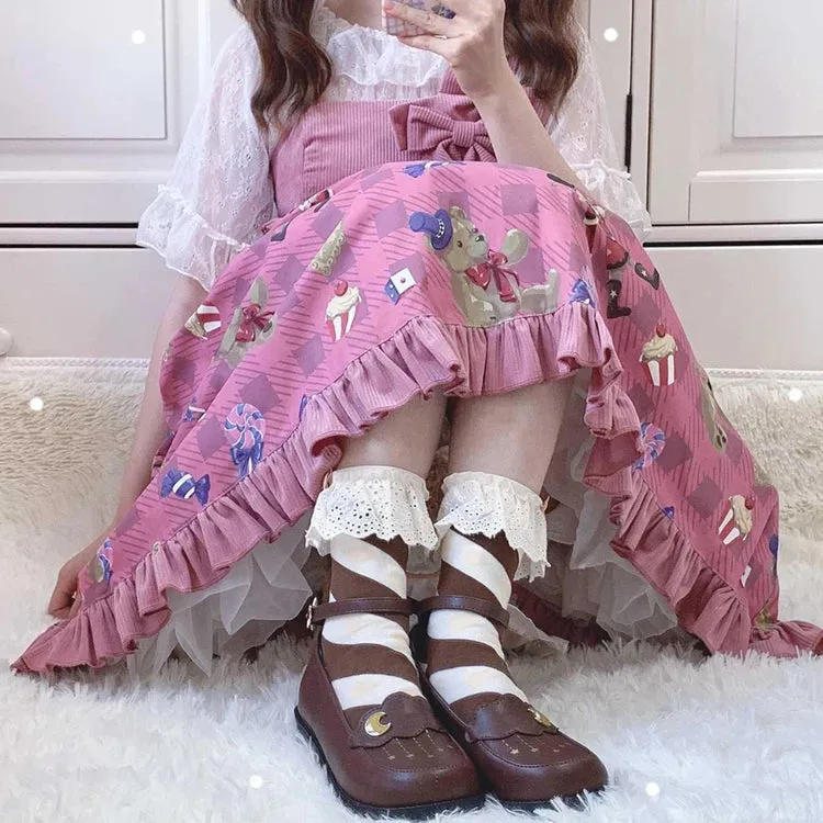 Sohiwoo Lolita shoes tea party kawaii princess kawaii shoes vintage lace bowknot round head low heel women shoes loli cosplay cos