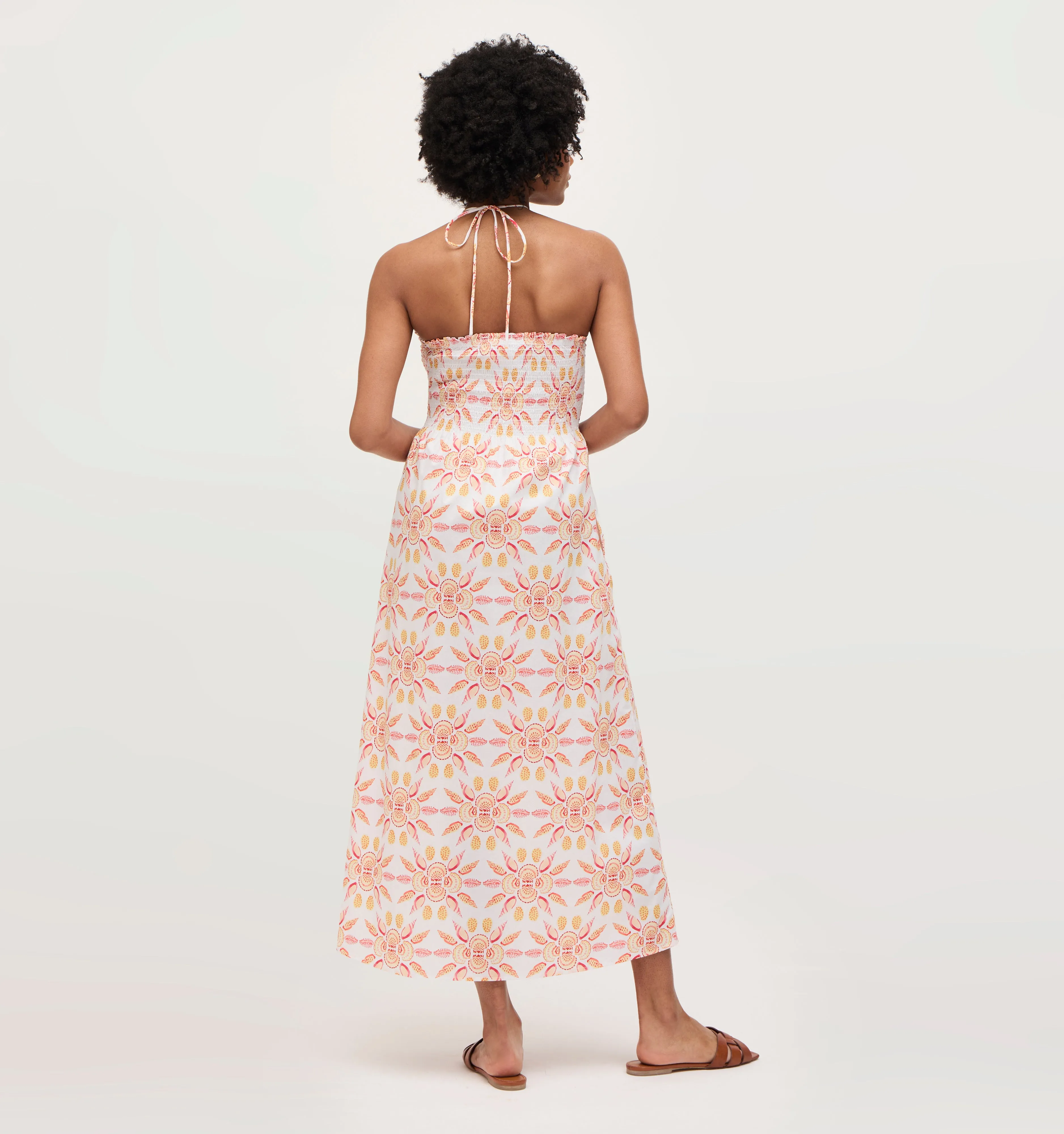 The Lucy Nap Dress - Orange Shell Mosaic Cotton